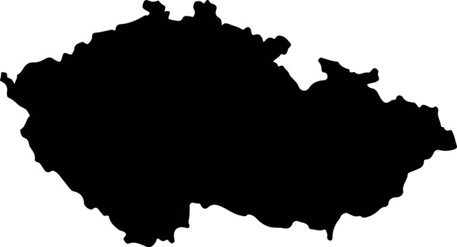Black silhouette icon of former Czechoslovakia map outline, simple flat vector shape representing historical Europe geography and national borders