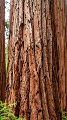 Obraz premium Close-up of redwood tree bark, showing texture and color variations