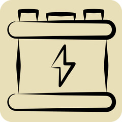 Icon Accumulator. related to Charging symbol. hand drawn style. design editable