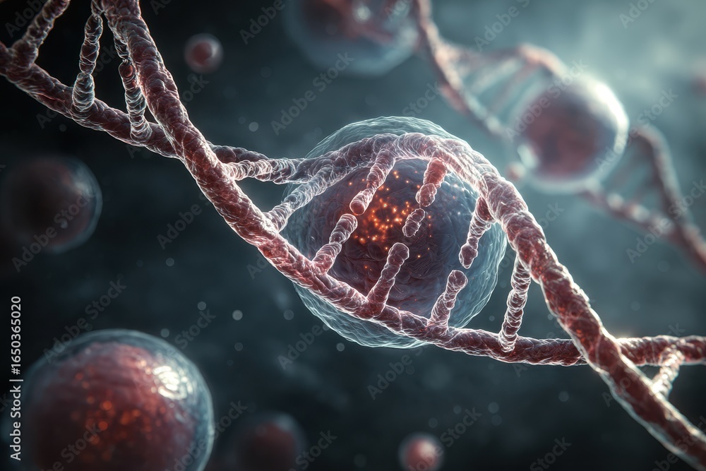 Aufkleber visual representation of dna double helix structure highlighting cellular biology in a dynamic and i