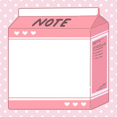 Cute memo template, cute pink milk box shape