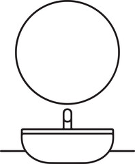 Minimalist line drawing of a vanity mirror and sink
