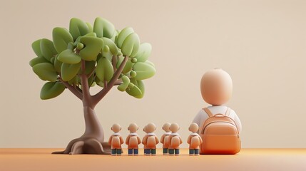 A 3D illustration of a person climbing a ladder made of books, representing the pursuit of knowledge and personal growth, with a realistic and detailed style  ,3D render