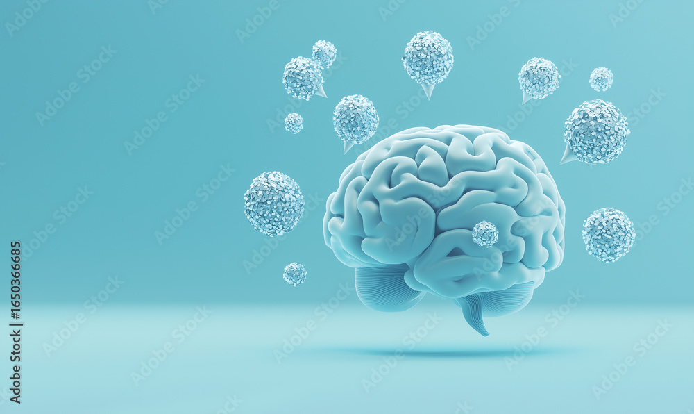 Poster enhancing neurodiverse workplace dynamics corporate office 3d visualization clean environment abstra
