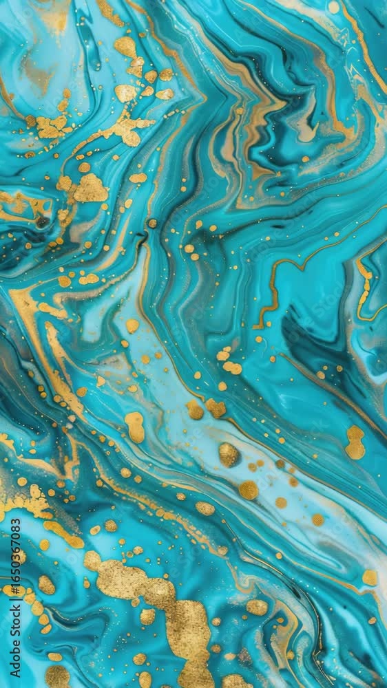 Aufkleber colorful abstract splatter paint design with a vibrant mix of blue and gold on textured surface, cre