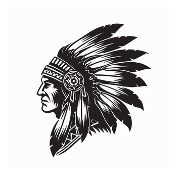 Native American Indian Chief Warrior Side logo vector isolated on white background