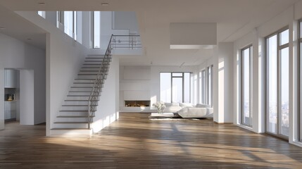 Fototapeta premium interior of modern area in spacious house no logos no brands ar 169