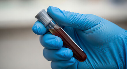 Medical professional holding a blood sample tube for laboratory testing