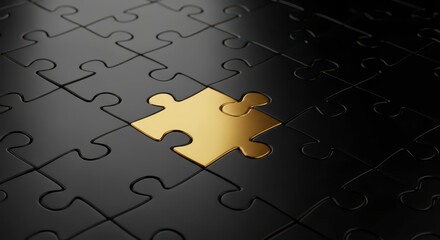 Golden Puzzle Piece Stands Out Against Dark Background
