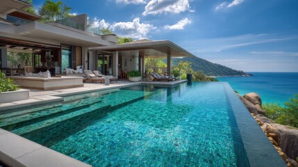 Fototapeta premium swimming pool at the luxury villa phuket thailand no logos no brands ar 169