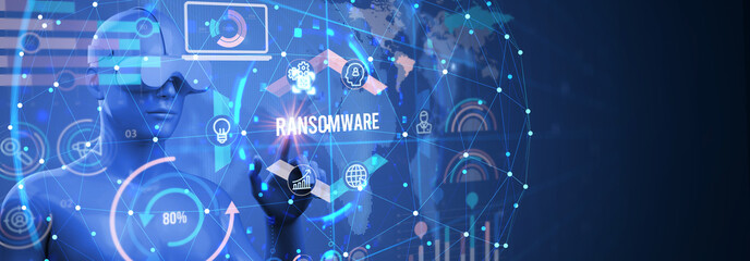 Cyber security lock that is being decoded using a ransomware. 3d illustration