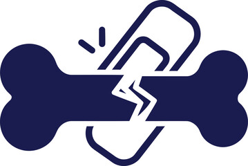 Obraz premium A conceptual icon showing a fractured bone inadequately repaired with a flimsy paperclip.