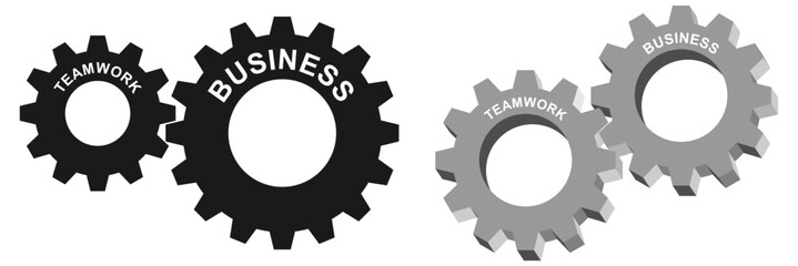 Team work gear and business gear vector. A conceptual design showing interconnected gears symbolizing collaboration, business strategy, and a functioning system for teamwork and success.