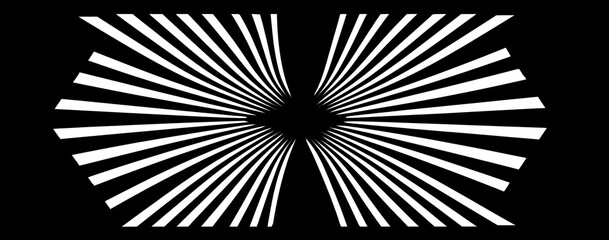 Black and white radiating lines create a symmetrical optical illusion