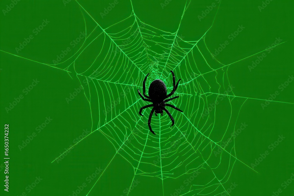 Poster spider animation on a green screen creates a vivid and eerie atmosphere, showcasing the intricate we