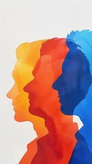 A Close-up Shot of a Watercolor silhouettes of a bustling cityscape with overlapping colors