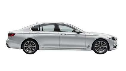 Fototapeta premium Sleek silver sedan showcasing modern automotive design against a transparent canvas