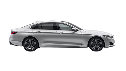 Obraz premium Sleek silver sedan with clean lines showcasing modern automotive design elements and sophisticated