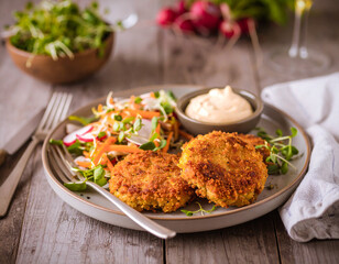Sellerieschnitzel an frischem Salat