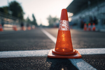 traffic cone on the road. Generative AI