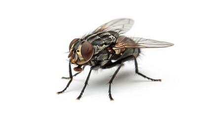 Detailed Close-up of a Common Housefly Insect on Isolated transparent background