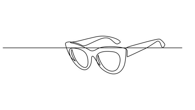 continuous one line drawing of glasses. vector illustration, Animated self drawing of single continuous line draw. Glasses drawn with one continuous line. Minimalist line of glasses. Animation on.