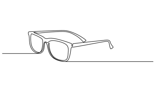 continuous one line drawing of glasses. vector illustration, Animated self drawing of single continuous line draw. Glasses drawn with one continuous line. Minimalist line of glasses. Animation on.