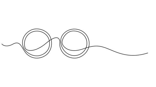 continuous one line drawing of glasses. vector illustration, Animated self drawing of single continuous line draw. Glasses drawn with one continuous line. Minimalist line of glasses. Animation on.