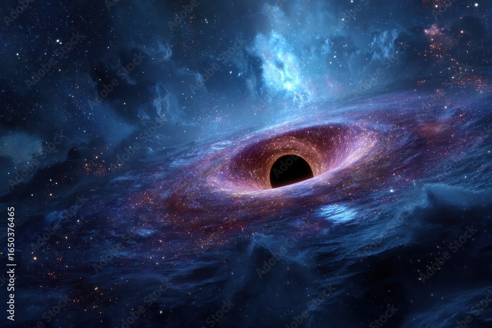 Canvas Prints captivating view of a black hole surrounded by a vibrant star field in deep space showcasing cosmic 