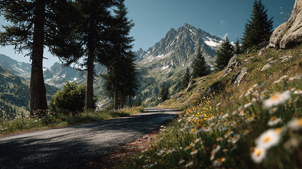 mountain road in the mountains. Generative AI