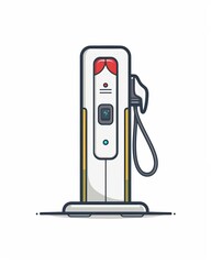 A cute cartoon Style ofAn electric vehicle charging station powered by solar panels