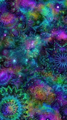 Abstract Cosmic Dreamscape Swirling Nebulae In A Kaleidoscope