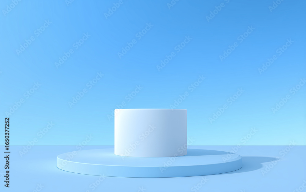 Poster empty podium in elegant on white and pastel blue gradient background, ideal mockup for product displ