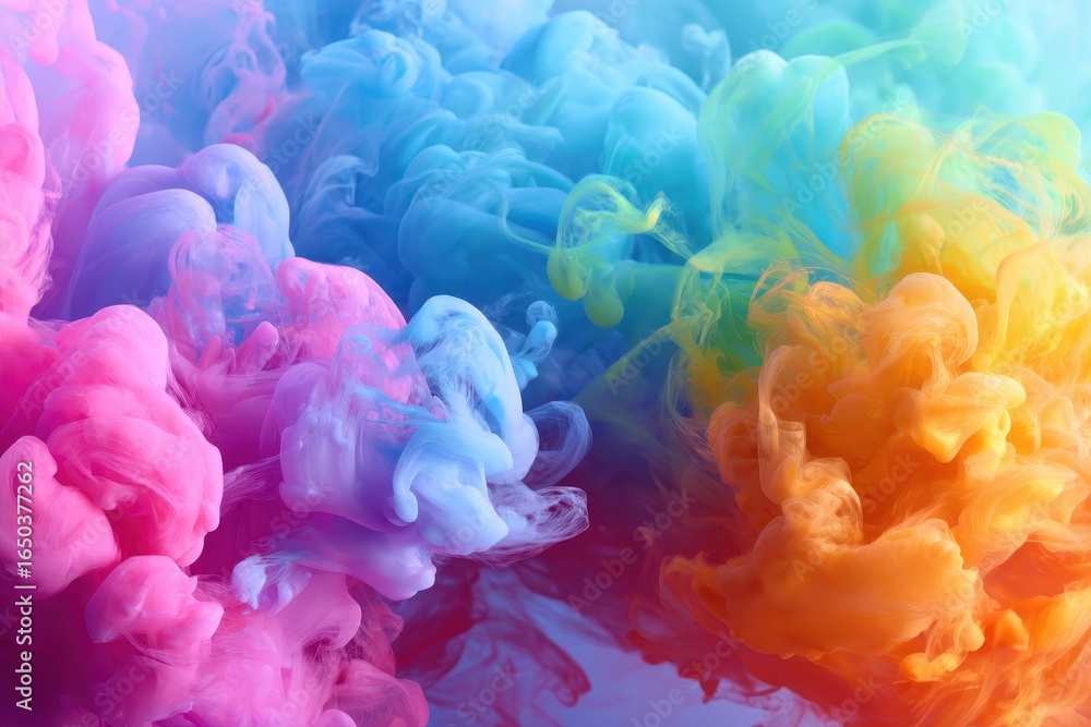 Aufkleber colorful abstract visual effect revealing a vibrant interplay of hues with swirling patterns in a dy