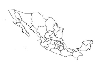 Mexico Map White Edition – Clean Outline Vector for Study, Posters, and Minimal Wall Decor