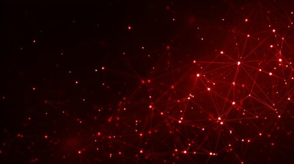 Red network of glowing points and lines on a dark background
