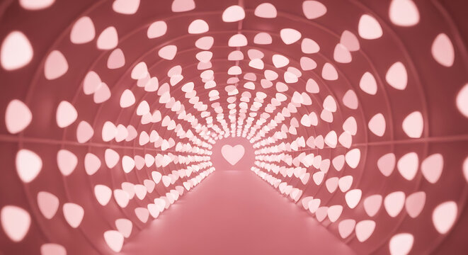 Fototapeta Abstract tunnel of glowing pink and white oval lights creating a mesmerizing futuristic pathway