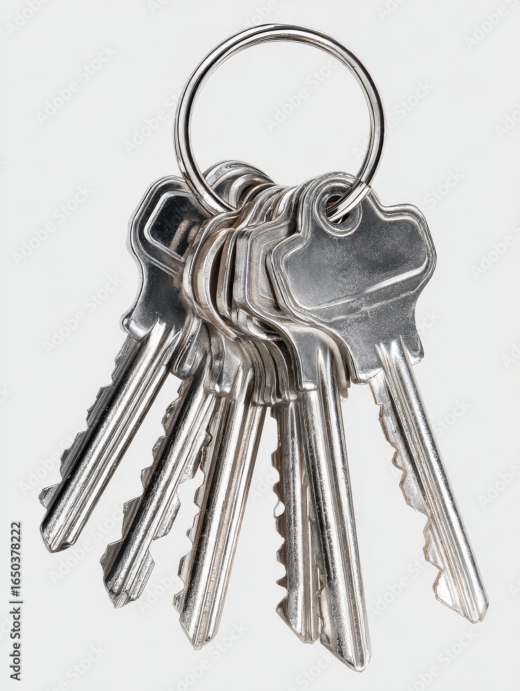 Poster bunch of metallic keys isolated on transparent background