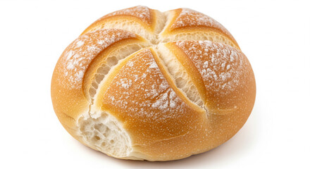 Freshly baked crusty bread roll, isolated transparent background