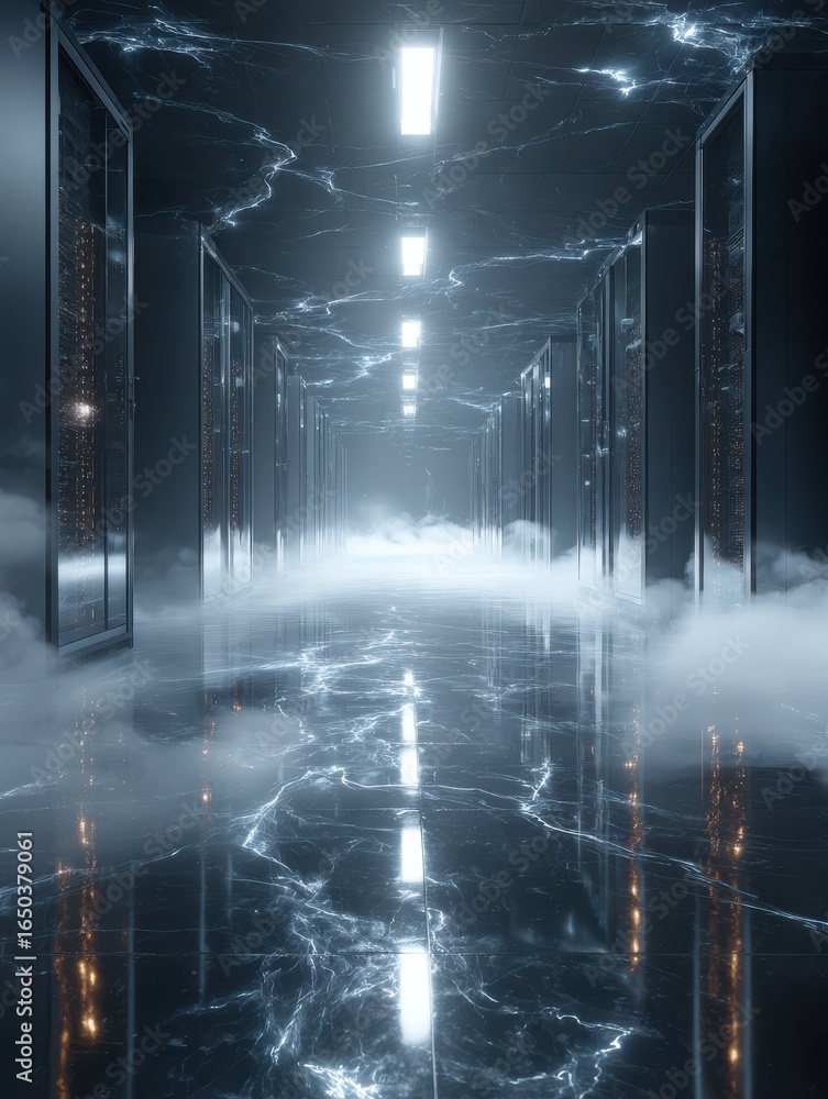 Poster global data center network with cloud connectivity and lighting