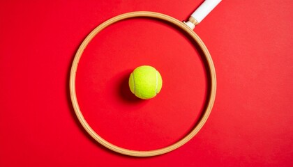 Tennis Ball in Circle on Red A Simple, Striking Visual Concept 