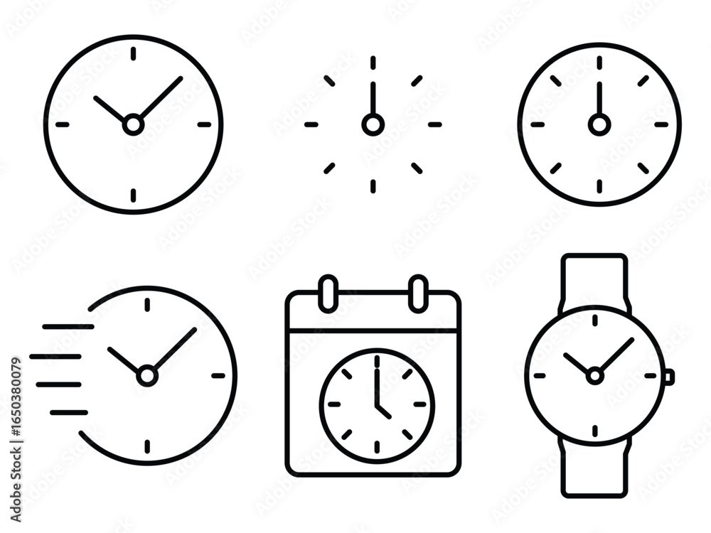 Poster collection of clock line icon set vector. time line icon vector illustration