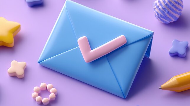 Playful Pastel Envelope with Check Mark Design - Powered by Adobe