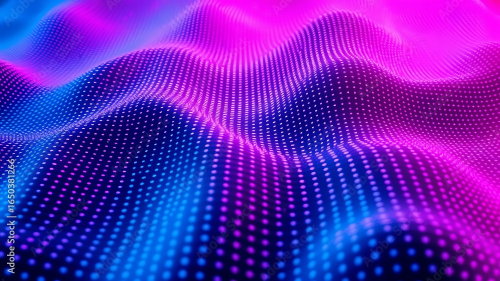 Poster abstract wavy surface blue pink dotted pattern neon gradient background texture image