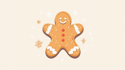 Fototapeta premium Festive Gingerbread Man Cookie, Festive Background, Holiday Season, Digital Art