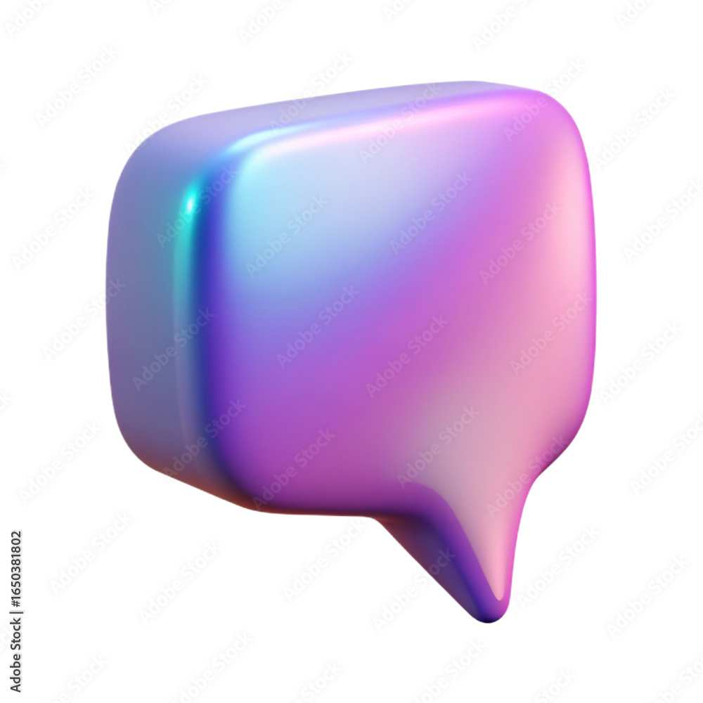 Aufkleber glossy 3d speech bubble with iridescent gradient isolated on transparent background