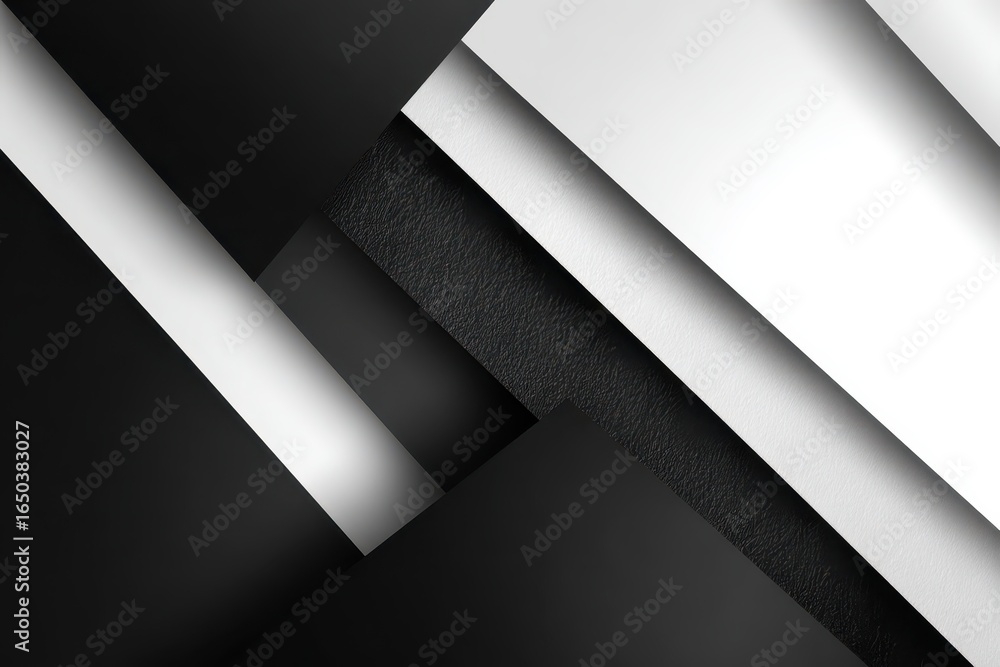 Poster geometric abstraction with contrasting black and white elements creating compelling depth and visual