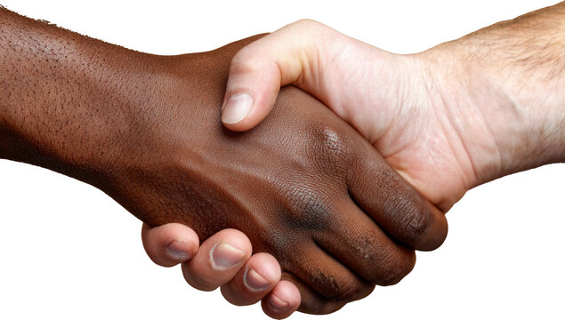 Interracial handshake showing teamwork, diversity, and trusted partnership - Powered by Adobe