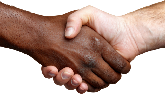 Interracial handshake showing teamwork, diversity, and trusted partnership