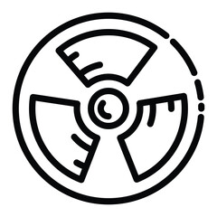 Radiation Symbol Icon in Black and White Outline Style.